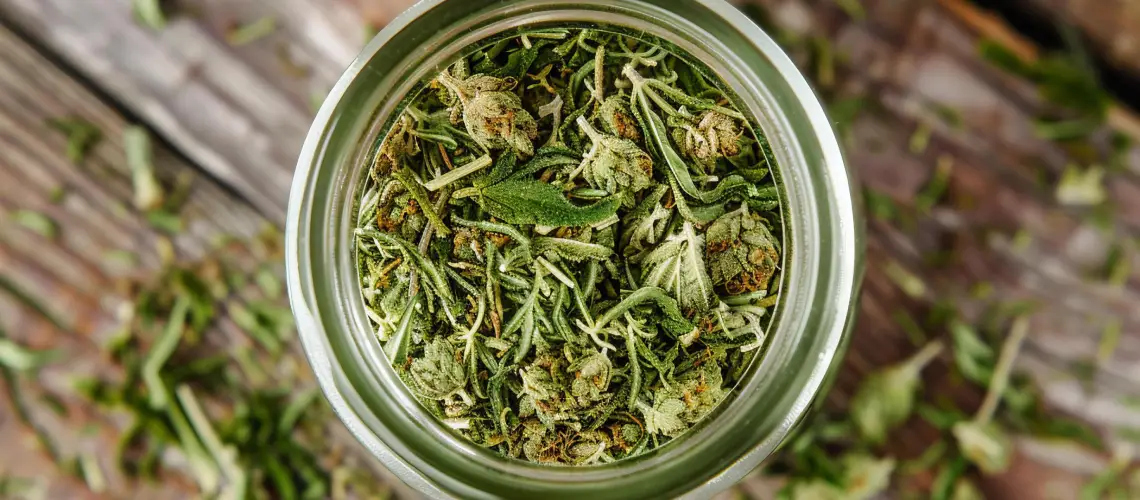 Cannabis prescription bottle in a calm setting